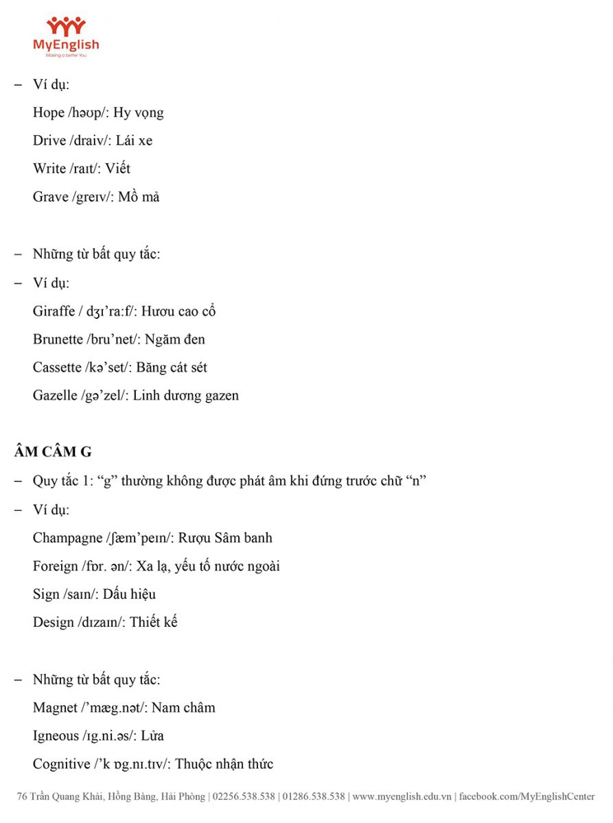 17 quy luật âm câm trong tiếng Anh